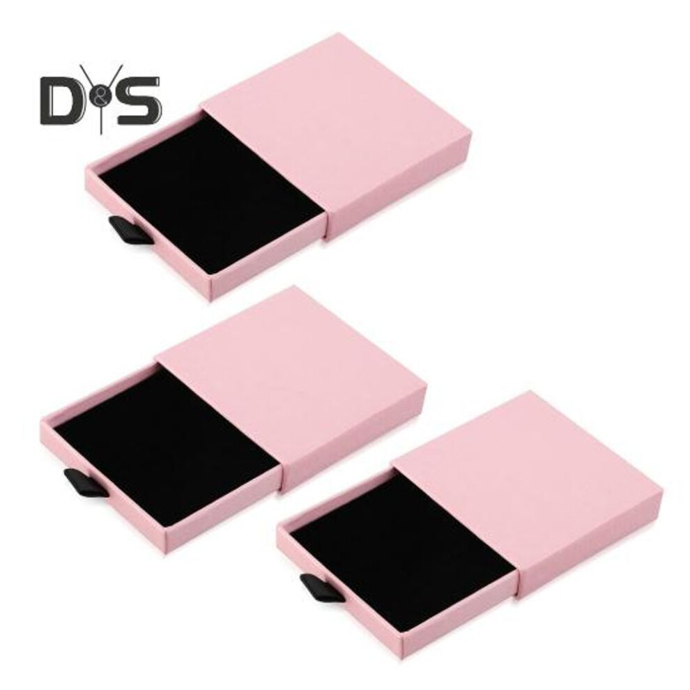 (light pink) 3Pcs Cardboard Jewelry Boxes Drawer Type Lightweight Portable Jewelry Organizer Box for Bracelets Earrings Necklaces