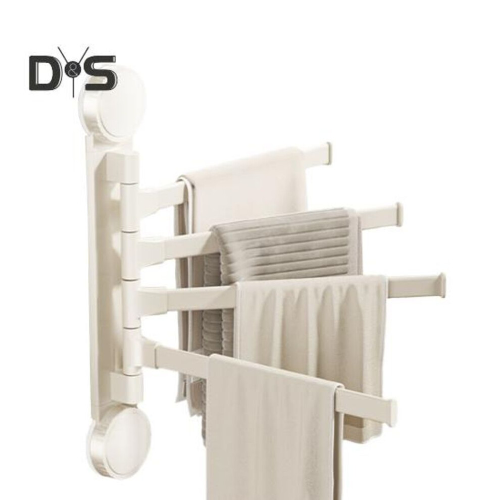 (white, 4) Towel Rack With Extended Pole 180-degree Rotation Suction Cup Design Quick Installation Multi-purpose Holder Wall Mounted Towel Hanger