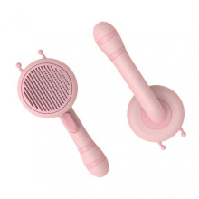 (Pink) Grooming Self Cleaning Stainless Steel Needle Rounded Tip Ergonomic Handle Comfortablecute Bee Shape Cat Shedding Brush