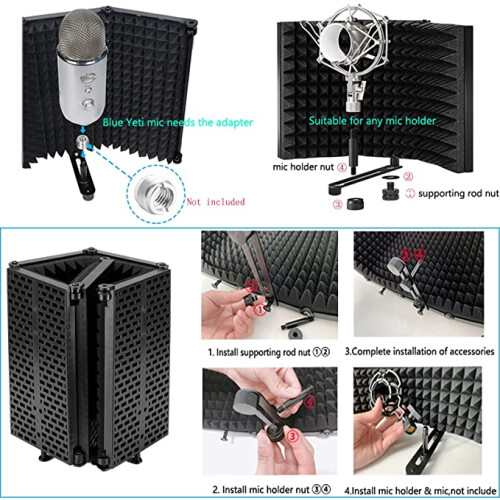 NEW-OPENED BOX Gleeya Microphone Isolation Shield, Vocal Booth Isolation Shield 1