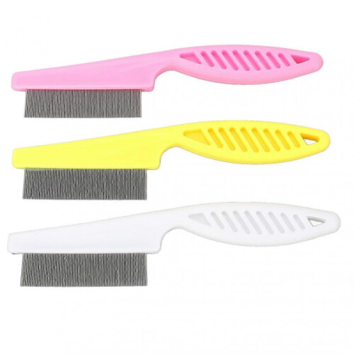 3 Pack Pets Flea Comb with Handle Efficient Anti Slip Handle Lice Grooming Comb Set for Dogs Cats 1