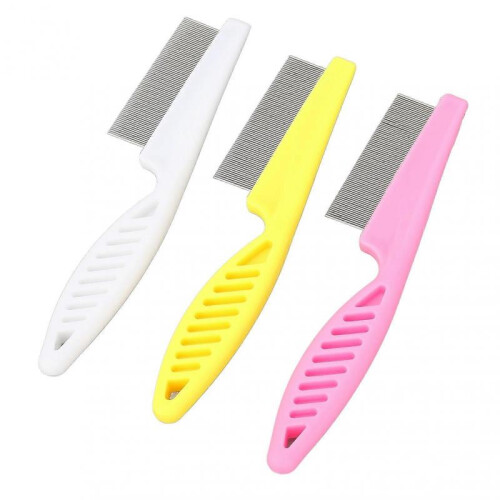 3 Pack Pets Flea Comb with Handle Efficient Anti Slip Handle Lice Grooming Comb Set for Dogs Cats 2