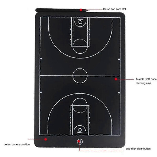 (As show, One size) Electronic Soccer Coaching Board,16In LCD Screen Strategy Marker Board with Lock Function compatible with Socce 2