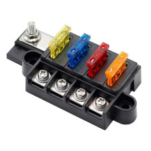 (As show, One size) Blade Fuse Box compatible with Automotive Boat Marine 4 Way 12-32V 4 Circuit Fuse Block with Cover