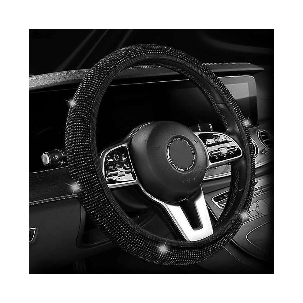 (As Show, One Size) 38 Cm Crystal Steering Wheel Cover, Universal Diamante Steering Wheel Cover Velvet Steering Wheel Cover Anti-Skid Car Steering Whe 4909775494044