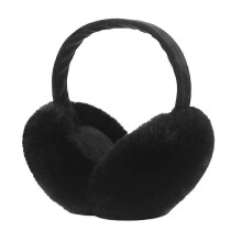 (As show, One size) Ear Muffs Skiing Accessories Fluffy Foldable Polar Fleece Fabric Knitted Earmuffs Thermal Ear Warmer Protection from Wind Gift for Winter, black
