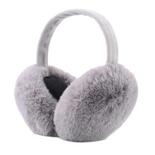 (As show, One size) Ear Muffs Skiing Accessories Fluffy Foldable Polar Fleece Fabric Knitted Earmuffs Thermal Ear Warmer Protection from Wind Gift for Winter, grey