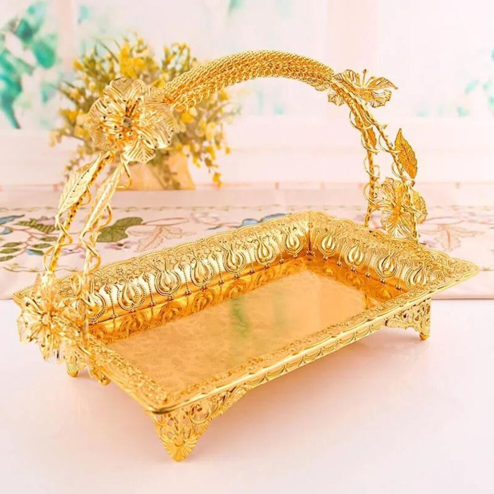 (gold) Bread Fruit Food Breakfast Picnic Basket Kitchen Storage Basket European Style Fruit Plate Bread Plate Gold Silver Luxury Fruit