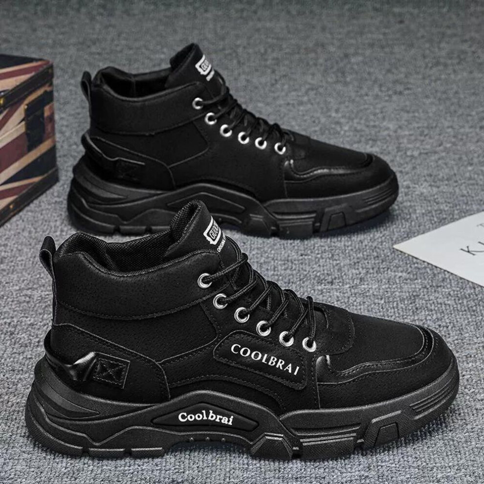 (black, 39) High Top Men's Shoes 2025 Summer New Workwear Style Outdoor Hiking Labor Protection Construction Site Work Anti Slip Wear-resistant Martin Boots
