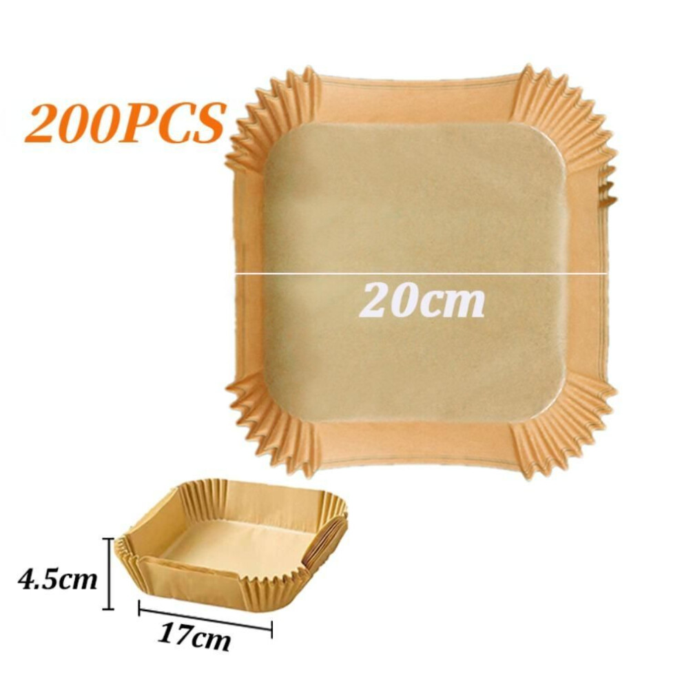 (Square-200PCS) Large Air Fryer Disposable Paper Liner 23cm Non-stick Airfryer Parchment Special Baking Paper For Cooking/steaming Basket