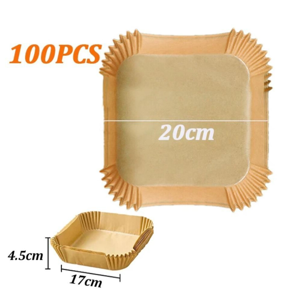 (Square-100PCS) Large Air Fryer Disposable Paper Liner 23cm Non-stick Airfryer Parchment Special Baking Paper for Cooking/Steaming Basket