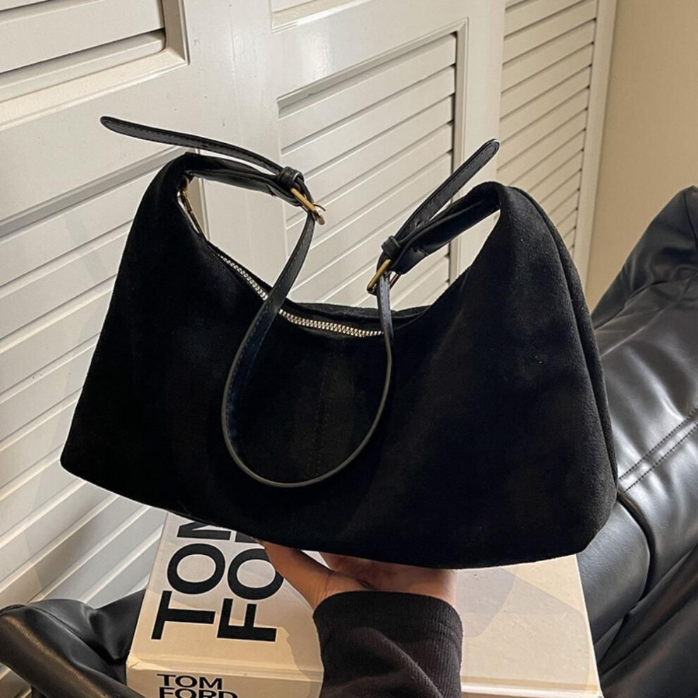 (black) Zipper Suede Crossbody Bag New Design Women's Handbags Retro Vintage Shoulder Bag  Lady