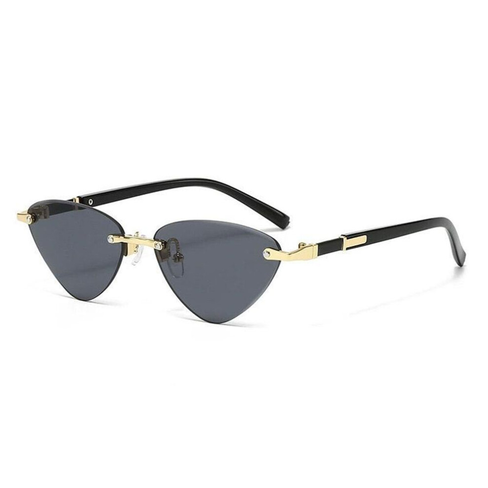 (black,grey) Men And Women's Frameless Triangle Sunglasses With Neutral Style Metal Hinges And Golden Accents, Full Of Luxury, Suitable For Travel And Party Gifts