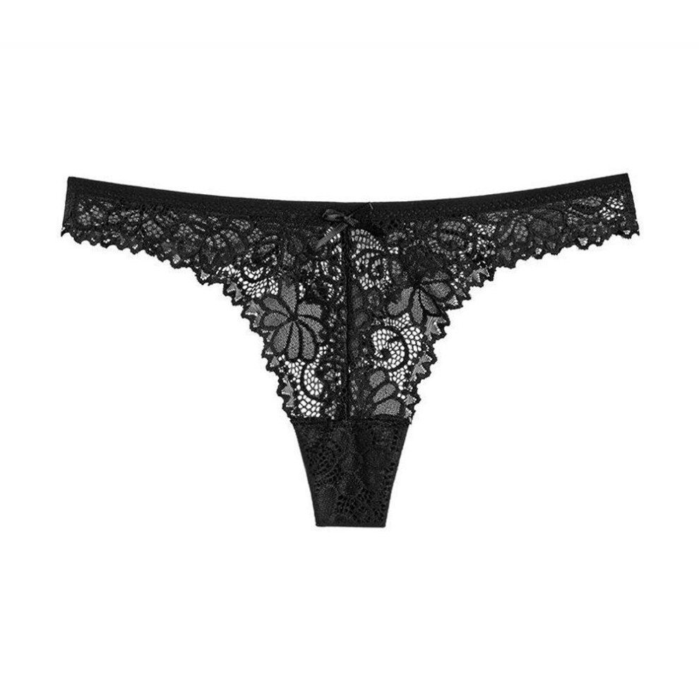Black (, L) Women's Low Waist Lace Floral Panties Thong Sexy G -String Brief Underpants M L Xl