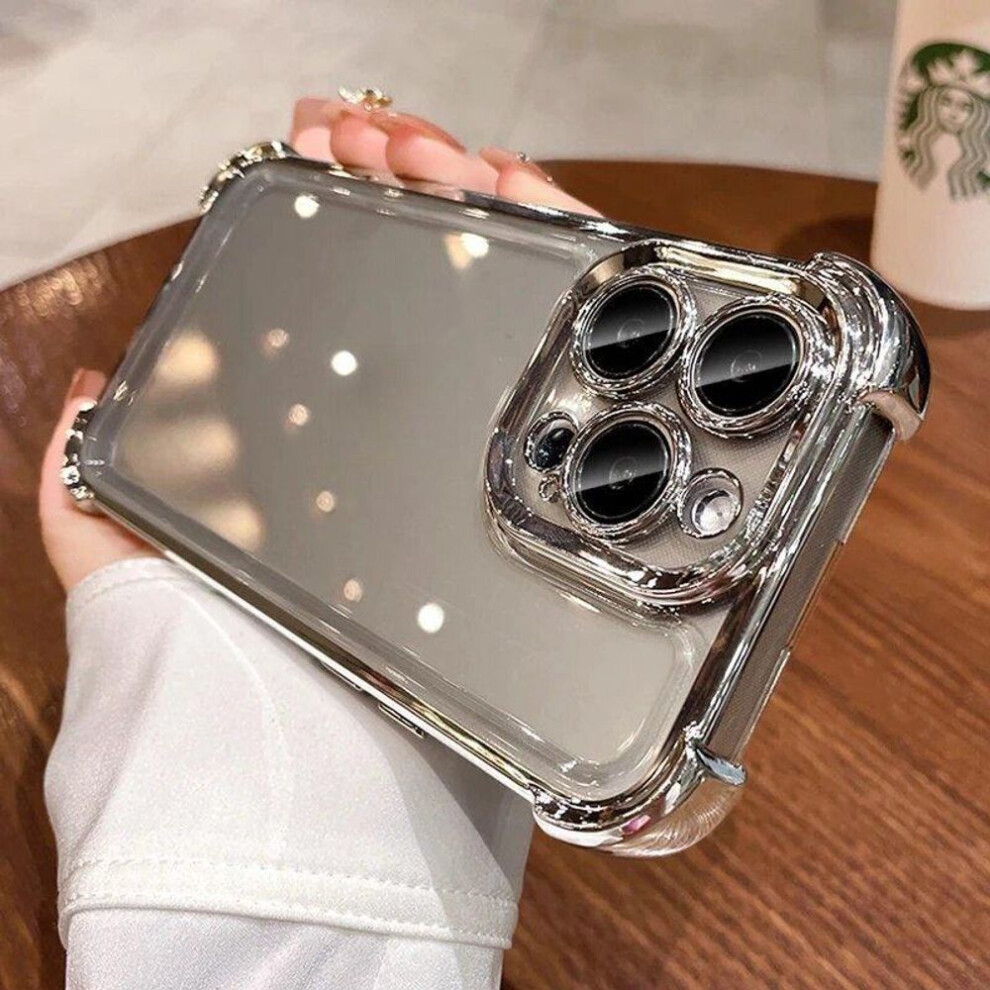 (silver, iPhone 12 Pro) Luxury Phone Case For Iphone 16 Promax Pro Plus 16e 15 14 13 12 11 Shockproof Clear Cover