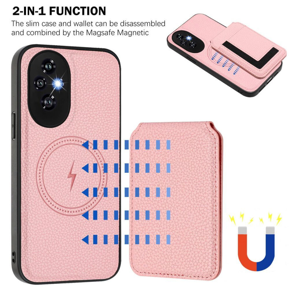 (pink, Xiaomi Poco X6 5G) Magsafe 2 In 1 Detachable Huawei Wallet Case With Card Holder Magnetic Kickstand Pu Leather Flip Cover For Honor X6b X7b X8b X9b Honor200 Play 8t
