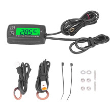 (As show, One size) Dual Channel LCD Thermometer Engine Temp Gauge Meter Digital Display with Green Backlight for Motorc