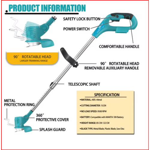 Brushless Cordless Grass Trimmer with 2 Batteries 1