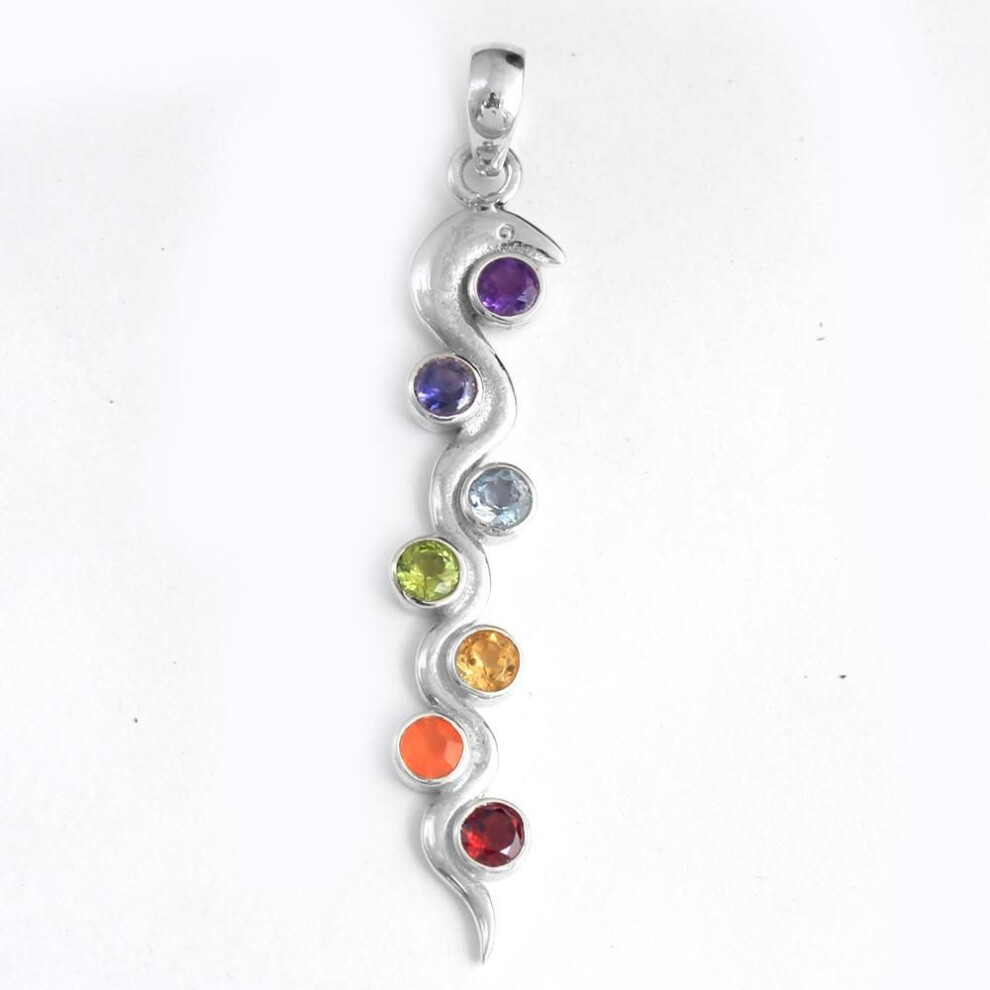 Snake Chakra Pendant Reiki Pendant Crystal Healing Silver Pendant Natural Gemstone Unisex Pendant Ap4526