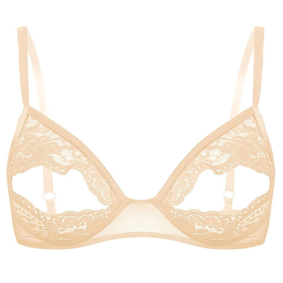 (nude, XXL) Women Lace Bra Plus Size Push Up Bras Adjustment Hollow Out Bra Underwear