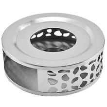 (As show, One size) Tea Warmer Coffee Warmer Made Of Stainless Steel with Tealight Holder Tea Base Hollow Carved Design Heater Coffee Warmer
