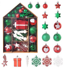 (As show, One size) Christmas Ornament Set, 70PCS Christmas Baubles Christmas Balls Hanging Decoration for Christmas Tree Decorations, Holidays, Party (red green white)