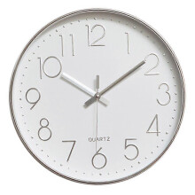 (As show, One size) Modern 12 Inch Battery Operated Silent & Non-ticking Wall Clock Quiet Sweep Quartz Silver Chrome Frame Office Home Decor Clocks