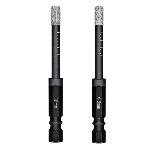 (As show, One size) 2Pc Dry Diamond Drill Bit compatible Ceramic Tile, Quick-Change Hexagonal Shank Stone Hole Drill Bit (6mm)-C12