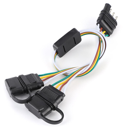 (As show, One size) 4-Pin Trailer Plug Two Split Adapter Socket US Type Wire Connector Accessory for RV Trailers 2