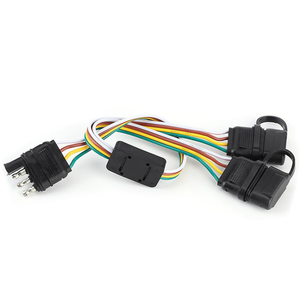 (As Show, One Size) 4-Pin Trailer Plug Two Split Adapter Socket Us Type Wire Connector Accessory For Rv Trailers 4909775545173