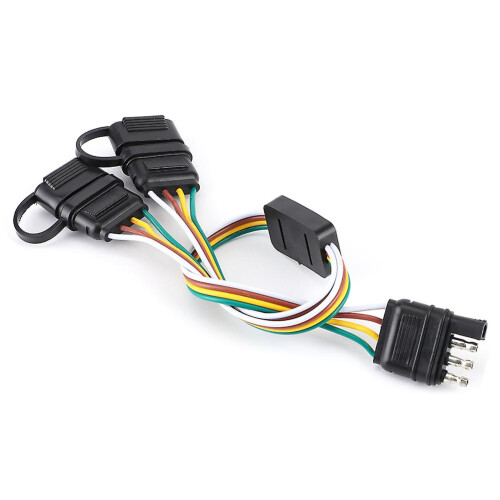 (As show, One size) 4-Pin Trailer Plug Two Split Adapter Socket US Type Wire Connector Accessory for RV Trailers 1