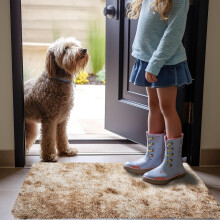 (60cm x 110cm (2ft x 3ft 7")_Door Mat, Tye Dye Beige) Nonslip Shaggy Fluffy Rugs Soft Extra Large Living Room Bedroom Carpets