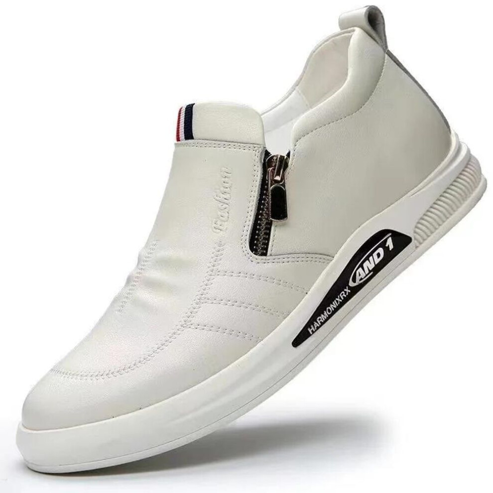 (white, 40) Casual Leather Shoes Men Loafers Trend Brand Business Shoes Autumn Slip On Flat Man Sneakes Comfortable Moccasins Zapatos Hombre