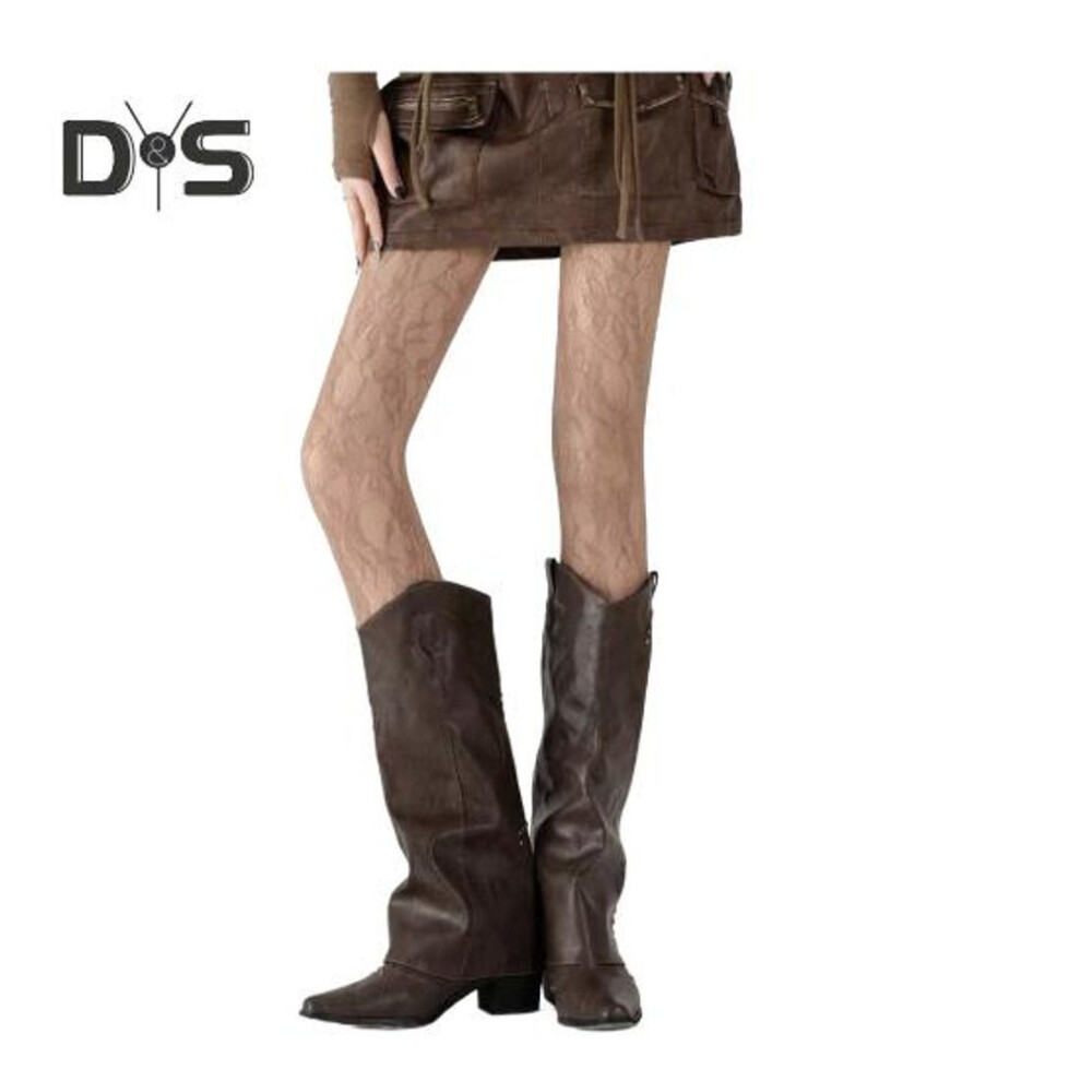 (coffee) Women Pantyhose Hollow Out Vine Flower Pattern Ultra-thin See-through High Elasticity Anti-slip Solid Color Commute Dating Party Mini Skirt Matching