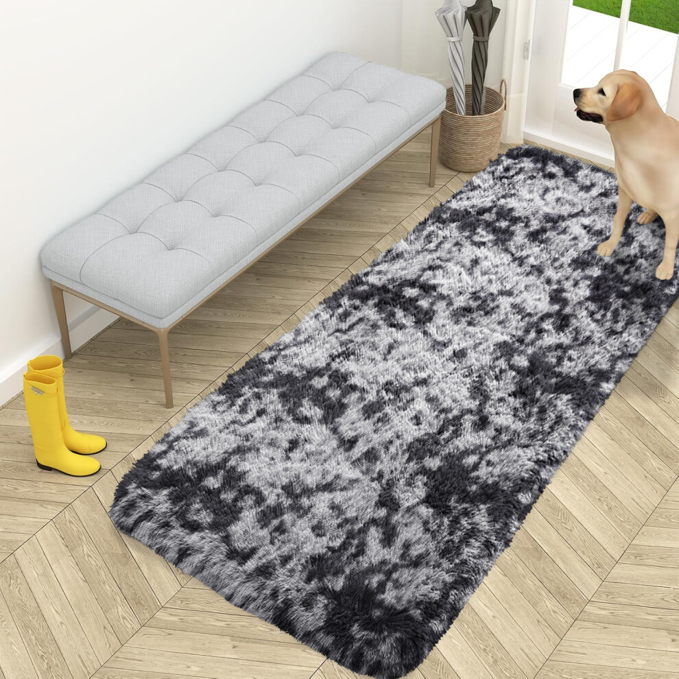(80cm x 150cm (2ft 8" x 5ft)_Floor Mat, Tye Dye Grey) Nonslip Shaggy Fluffy Rugs Soft Extra Large Living Room Bedroom Carpets-image-OPC-PH6PVBC-NEW