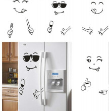 4 Pcs Cute Fridge Magnet, Smiley Face Removable Sticker, Cute Fridge Sticker Happy Delicious Face Kitchen Fridge Wall Stickers Art, for Kitchen Decor