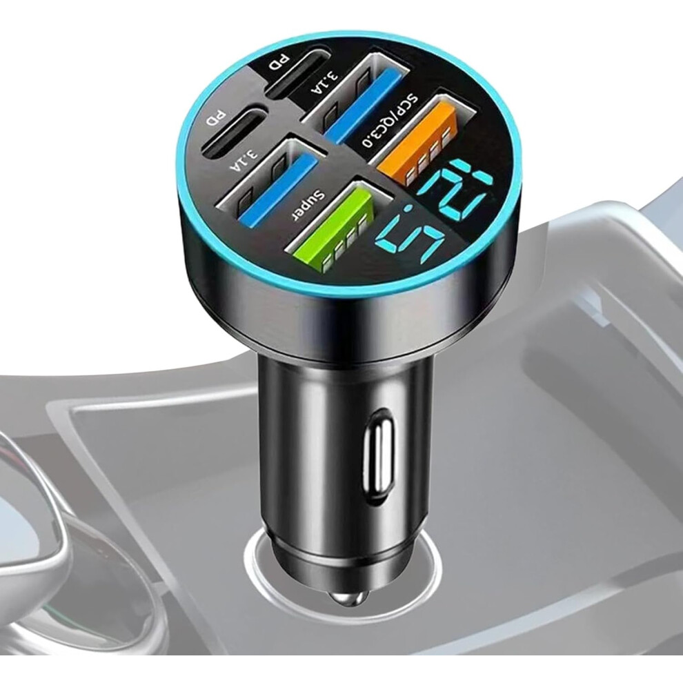 Car Charger USB C, USB C Car Charger, Car Fast Charger with Head Multi Port, Multifunctional USB Car Charger Made of Alloy for Large and Small