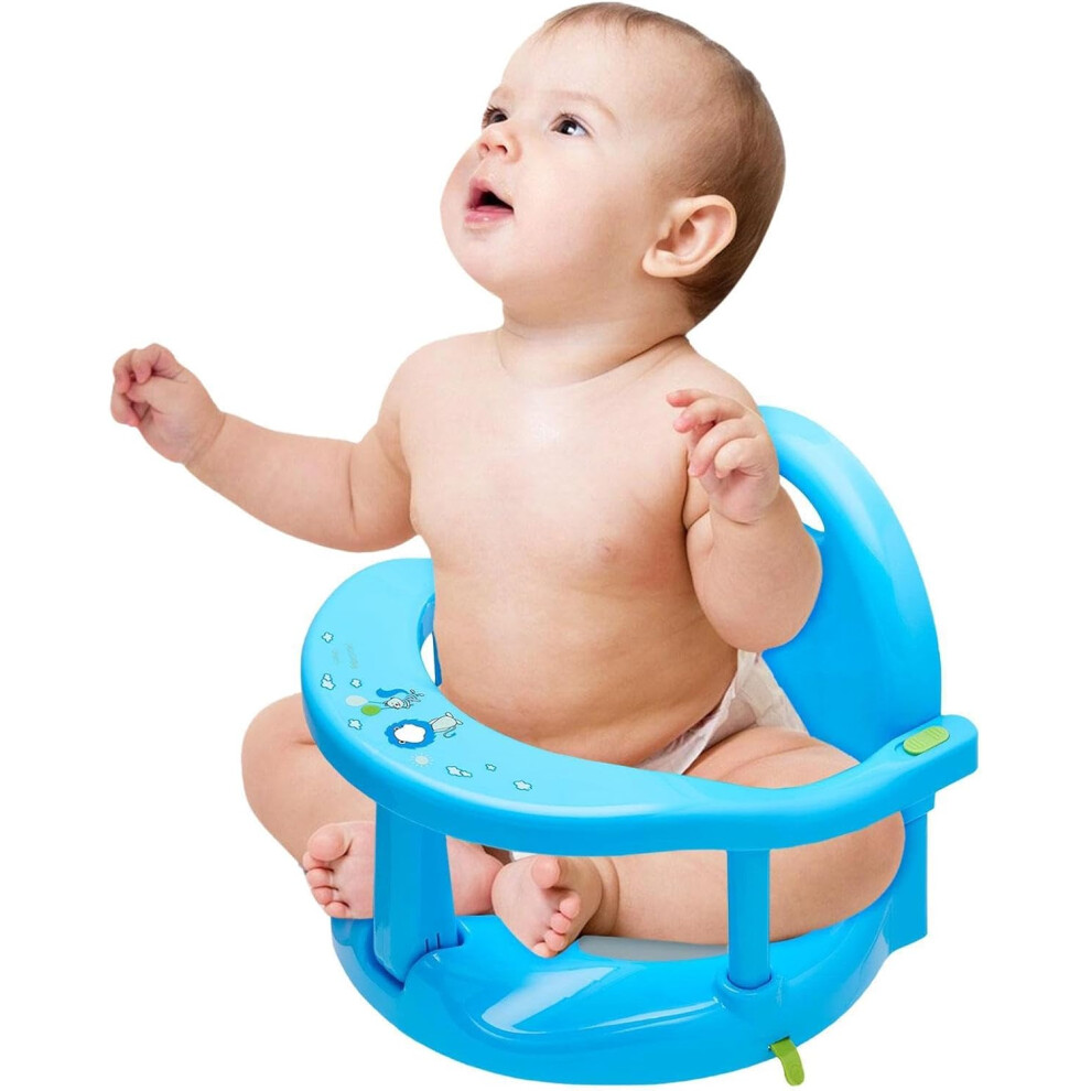 (Blue) Bath Seat for , Foldable Non-Slip Baby Bath Chair, Bath Seat with Suction Cups, Baby Bath Chair, Toddler Bath Seat, Baby Bath Seat for 6-18 Mon