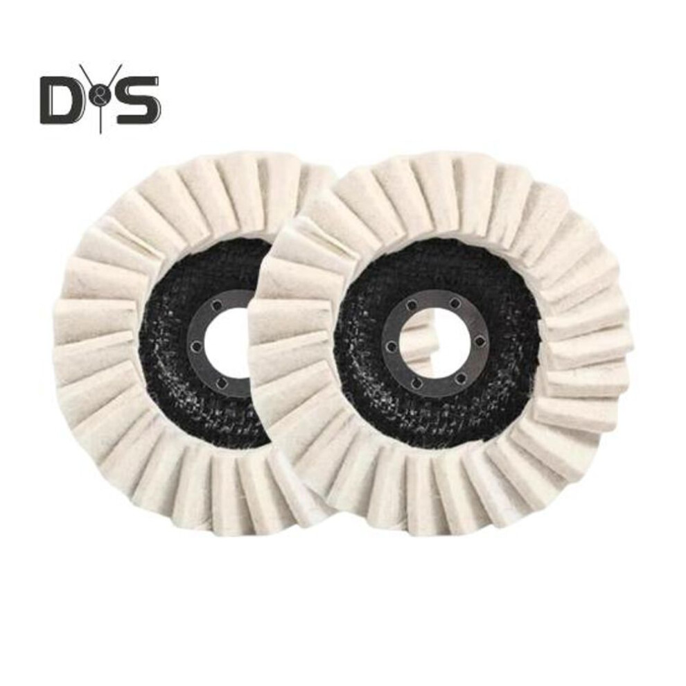 (as the picture, 4.5inch 2pcs) 1/2/5Pcs 4.5 Inch/5 Inch Wool Felt Flap Polishing Disc Wool Round Polishing Buffing Wheel Pad for Metal Marble Stone Furniture Car Wax