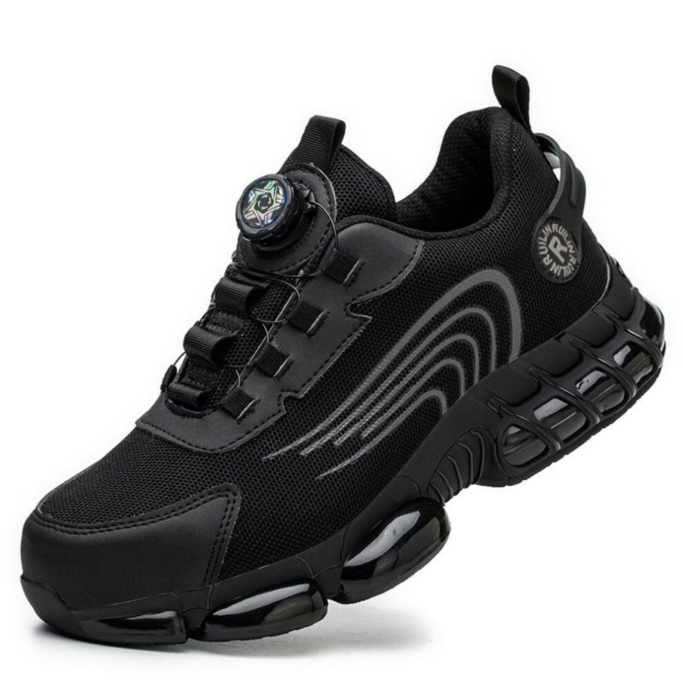 (black, 42) Blgtree Rotating Button Steel Toe Work Shoes For Men Puncture Proof Tread Sneakers  Anti-impact And  Work Shoes Slip Resistant Men's Safety Shoes