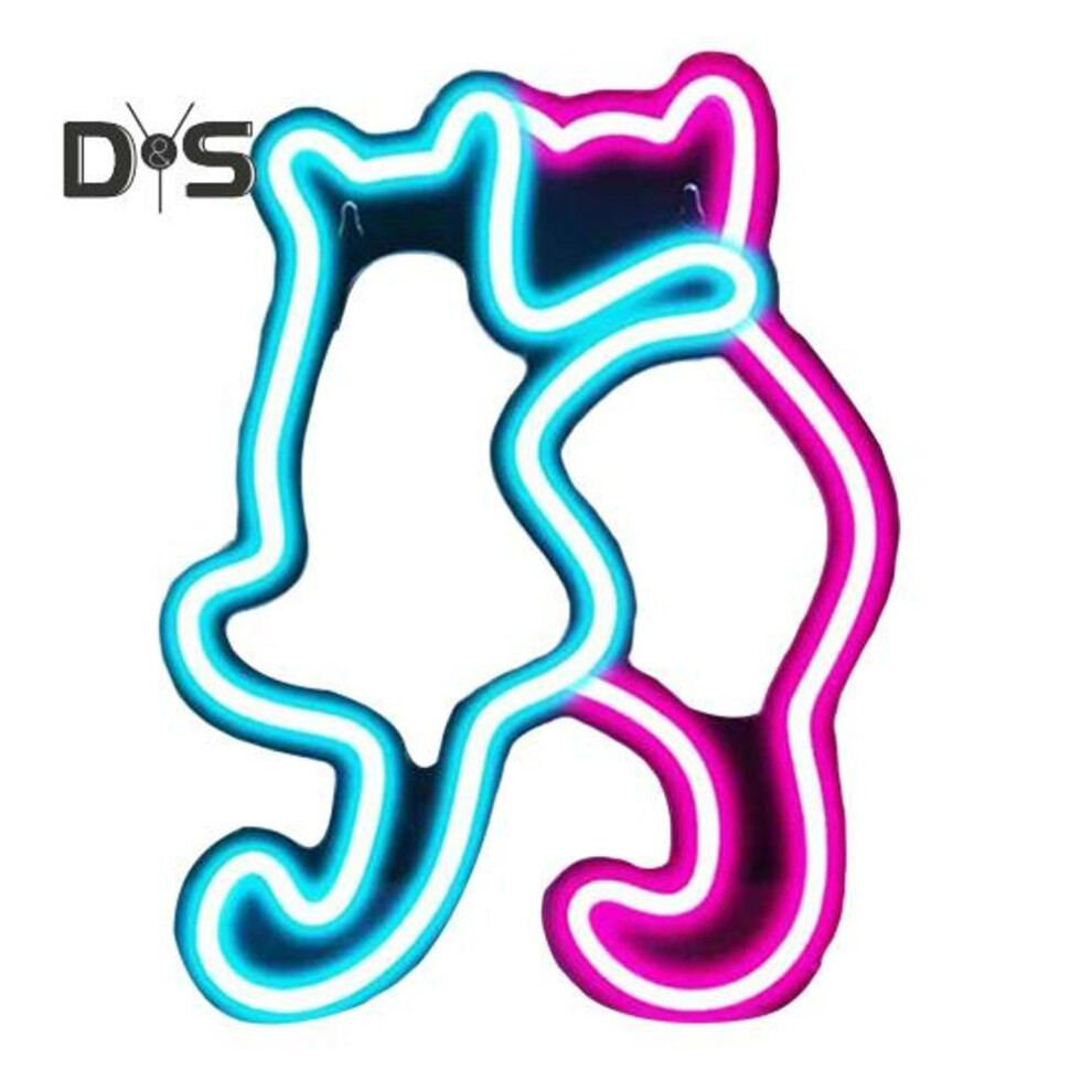 (as the picture, G) Cat Neon Sign Led Cat Neon Light Animal Shape Wall Art Decoration For Kids Room Bedroom Living Room Bar Decor