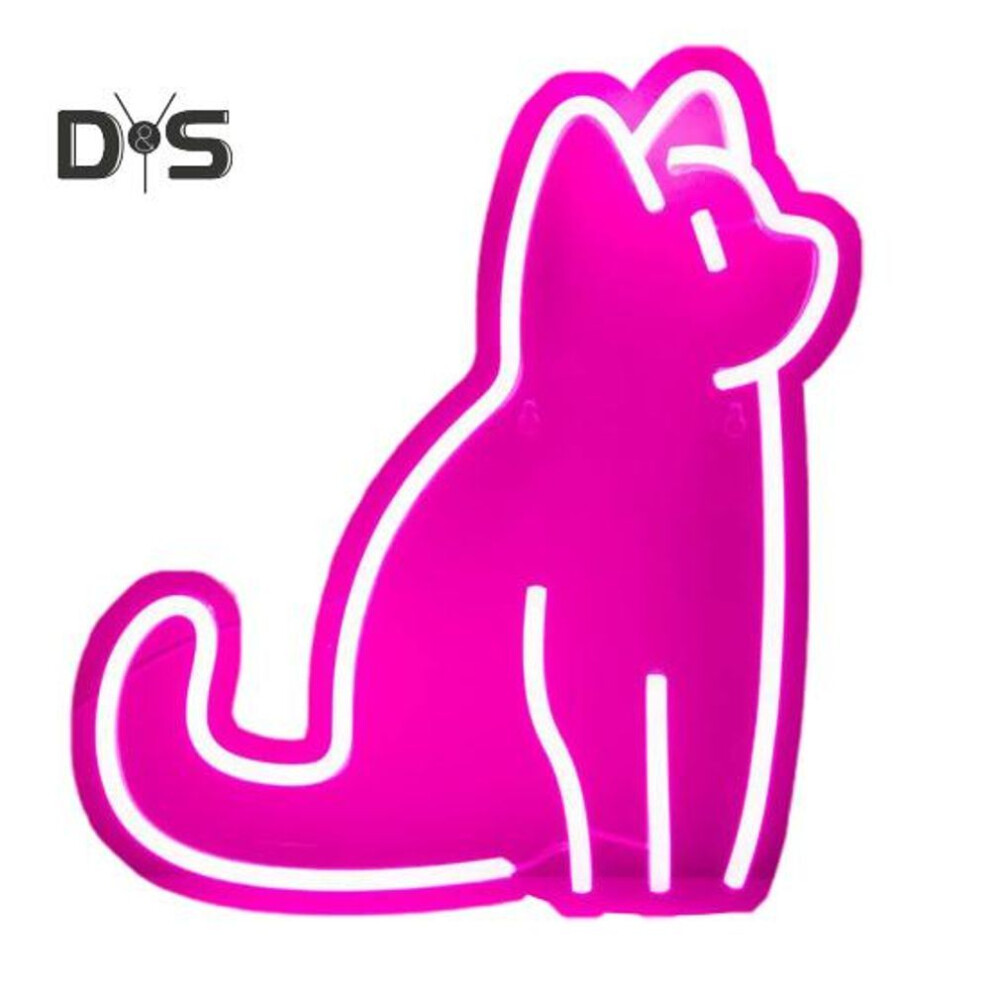 (as the picture, F) Cat Neon Sign LED Cat Neon Light Animal Shape Wall Art Decoration for Kids Room Bedroom Living Room Bar Decor