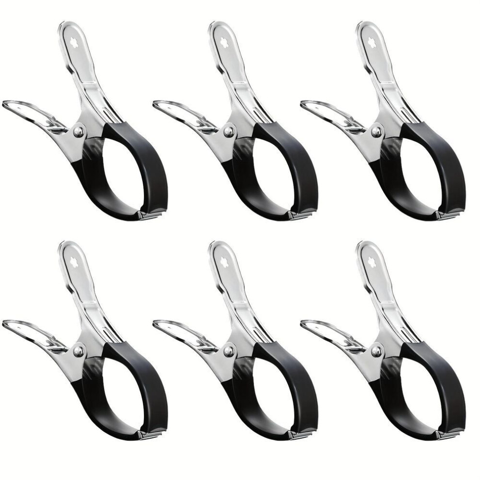 (black, 6PCS) 6pcs Durable Stainless Steel Pool Cover Clips With Blue Plastic Handles - Heavy-duty, Windproof Spring Clips For Secure Ground Pool Covers