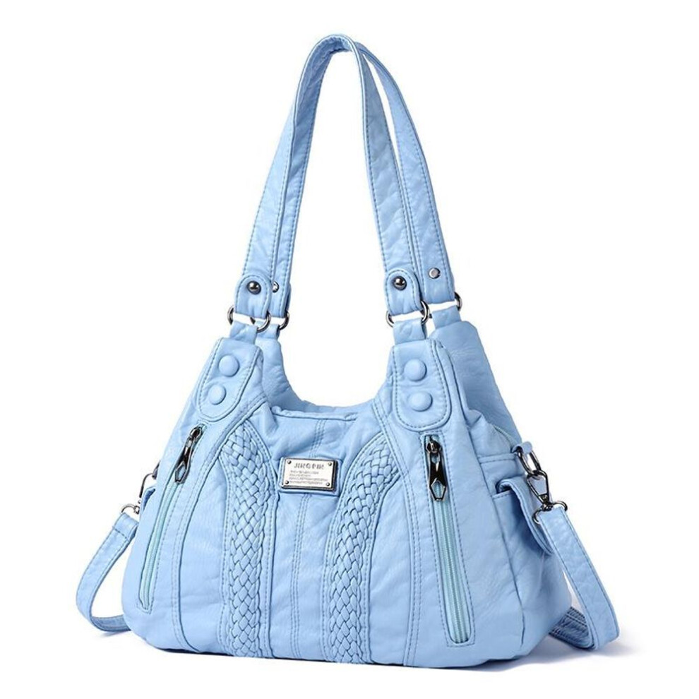 (light blue) Fashion PU Leather Handbag for Women Shoulder Bags Genuine sheepskin Crossbody bag for women Messenger Bag Tote Moms Bag