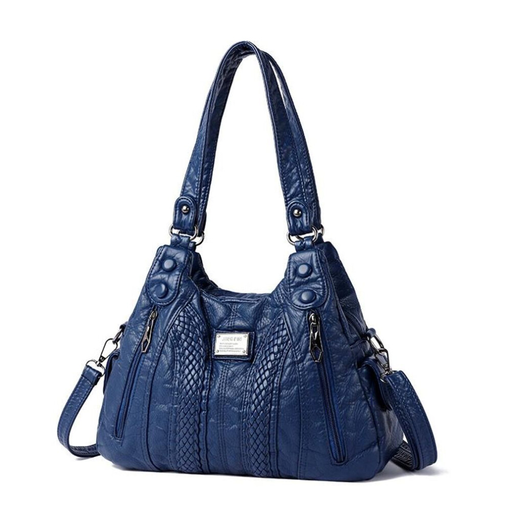 (blue) Fashion PU Leather Handbag for Women Shoulder Bags Genuine sheepskin Crossbody bag for women Messenger Bag Tote Moms Bag