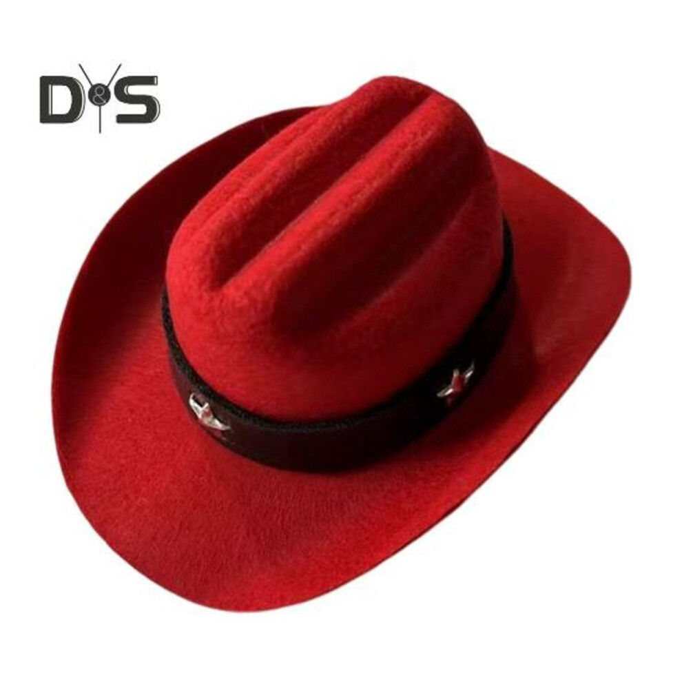(red, S) Pet Cowboy Hat Adjustable Mini Cat Cowboy Costume Accessory With Chin Strap For Halloween Christmas Parties