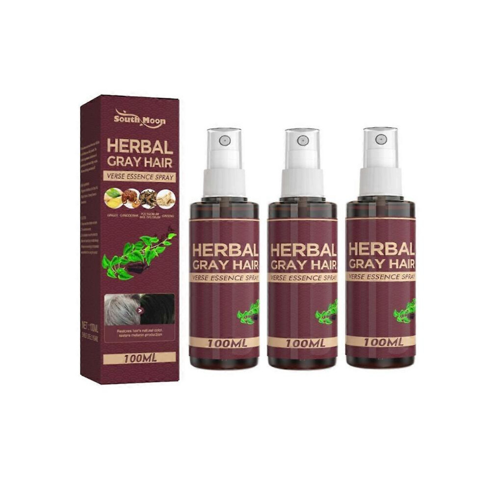 Gray (3Pcs) 1-3X Herbal Hair Care Spray, Polygonum Multiflorum And Herb Extract, Strengthens Hair, Moisturizes Hair