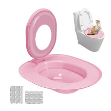 (Pink) Cat Toilet Training Kit Reusable Urinal Seat Potty Trainer Pets Cleaning Product Pet Care