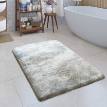 (50 x 80 cm (1 ft 6 in x 2 ft 6 in)_Bath Mat, Tye Dye Silver) Nonslip Shaggy Fluffy Rugs Soft Extra Large Living Room Bedroom Carpets