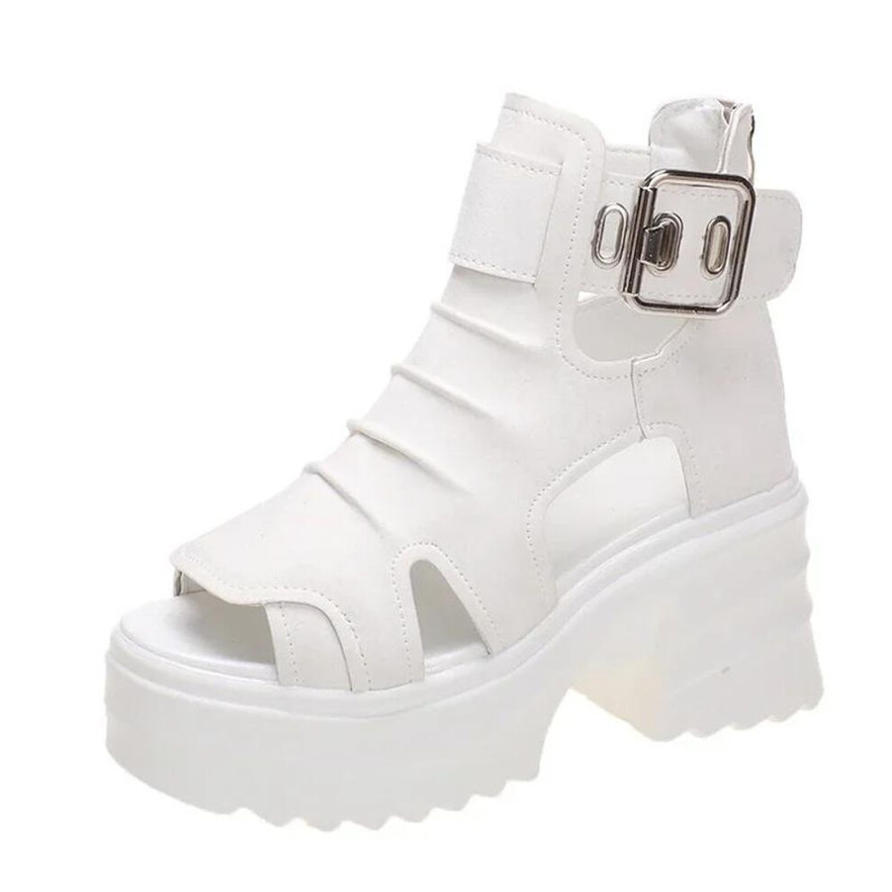 (white, 36) Gothic Chunky Platform Sandals Women Summer  Wedges Peep Toe Gladiator Shoes Woman Thick Bottom High Heels Sandalias